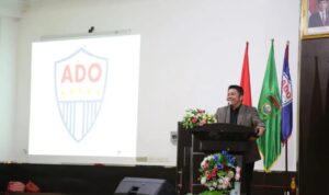 Gubernur Sumsel, H Herman Deru saat menghadiri Rapat Kerja Daerah Dewan Pimpinan  ADO Sumatera Selatan, di Ballroom Hotel Swarna Dwipa, Sabtu (22/1) siang.