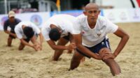 Timnas Beach Soccer Indonesia saat menggelar sesi latihan di Pantai Pattaya